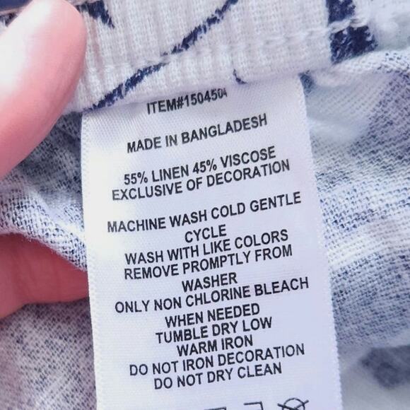 NEW Nautica Linen Blend Palm Print Shorts Large Blue White Summer Resortwear - Picture 3 of 3